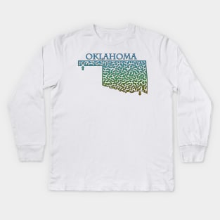 State of Oklahoma Colorful Maze Kids Long Sleeve T-Shirt